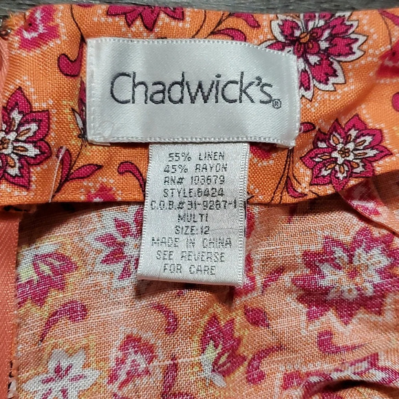 Chadwicks linen blend wide leg tie front lagenlook floral pants - Picture 3 of 7